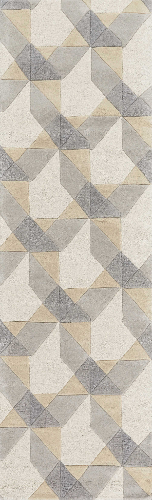 Rugs Hallway Runner Rug - 2'3" x 7'6" Runner Wool Ivory/Grey Area Rug HomeRoots
