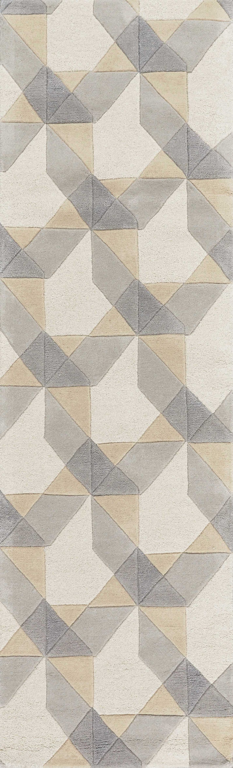 Rugs Hallway Runner Rug - 2'3" x 7'6" Runner Wool Ivory/Grey Area Rug HomeRoots