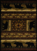 Rugs Hallway Runner Rug - 22" x 86" x 0.4" Black Polypropylene Bears Lodge Runner Rug HomeRoots