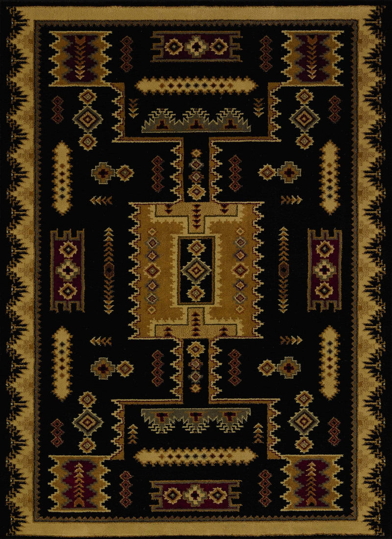 Rugs Hallway Runner Rug - 22" x 86" x 0.4" Black Polypropylene Runner Rug HomeRoots