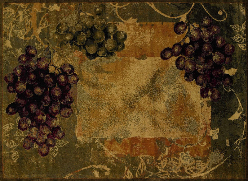 Rugs Hallway Runner Rug - 22" x 86" x 0.4" Vineyard Green Polypropylene Runner Rug HomeRoots
