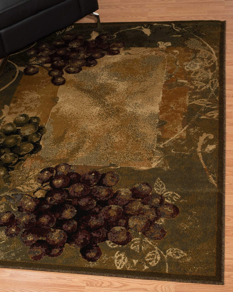 Rugs Hallway Runner Rug - 22" x 86" x 0.4" Vineyard Green Polypropylene Runner Rug HomeRoots