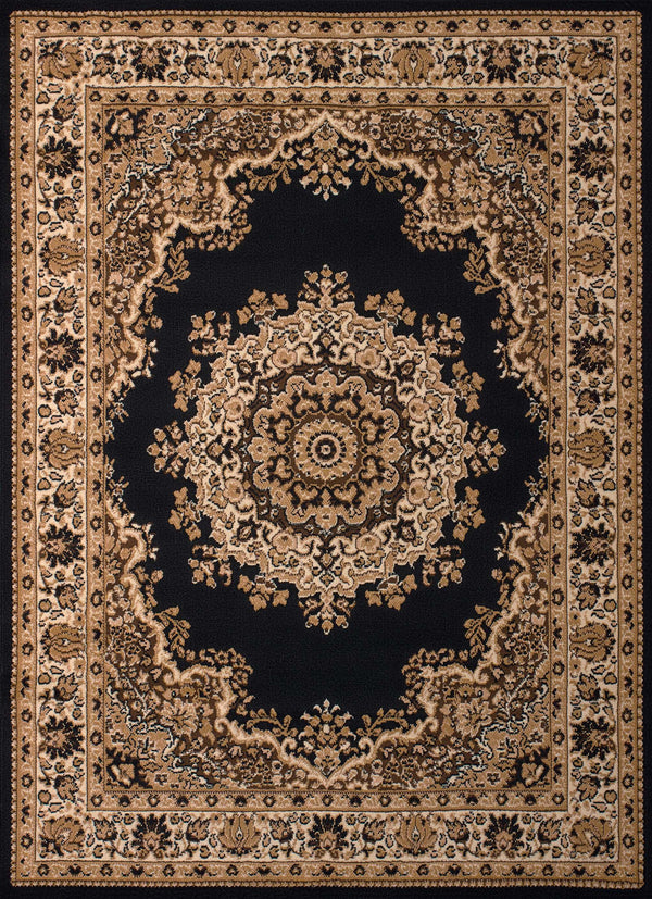 Rugs Hallway Runner Rug - 27" x 86" x 0.31" Black Polypropylene Runner Rug HomeRoots