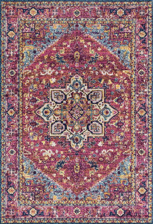 Rugs Hallway Runner Rug - 31" x 86" x 0.35" Magenta Olefin/Frieze Runner Rug HomeRoots