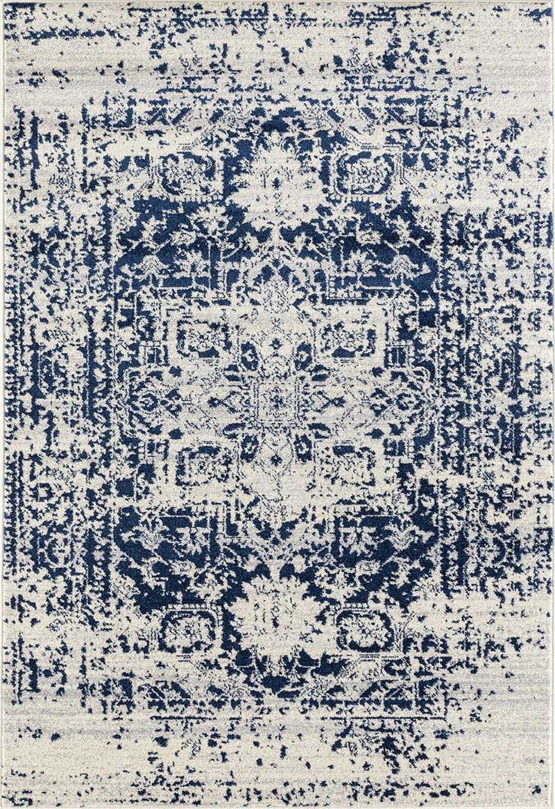 Rugs Hallway Runner Rug 31" x 86" x 0.35" Midnight Blue Olefin/Frieze Runner Rug 6403 HomeRoots