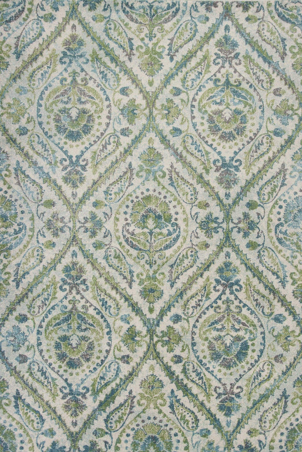 Rugs Ivory Area Rug - 5'3" x 7'7" Polypropylene Ivory/Teal Area Rug HomeRoots