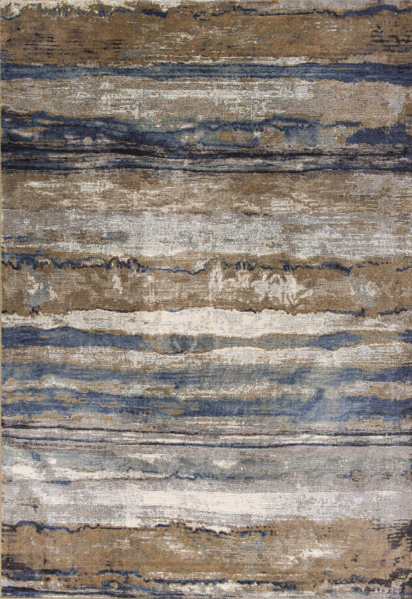 Rugs Ivory Area Rug - 5'3" x 7'7" Viscose Ivory/Blue Area Rug HomeRoots