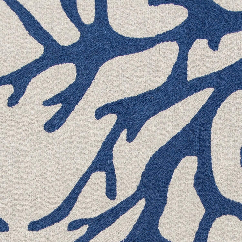 Rugs Ivory Area Rug - 5' x 7'6" Polyester Ivory/Blue Area Rug HomeRoots