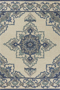 Rugs Ivory Area Rug 5' x 7'6" UV-treated Polypropylene Ivory/Blue Area Rug 2781 HomeRoots