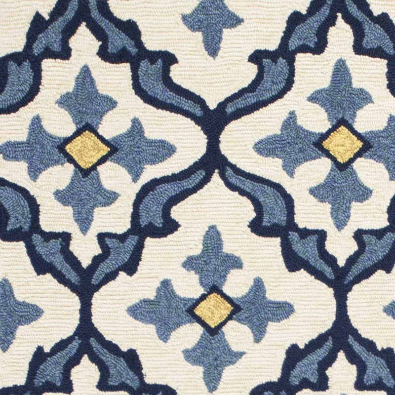 Rugs Ivory Area Rug - 5' x 7'6" UV-treated Polypropylene Ivory/Blue Area Rug HomeRoots