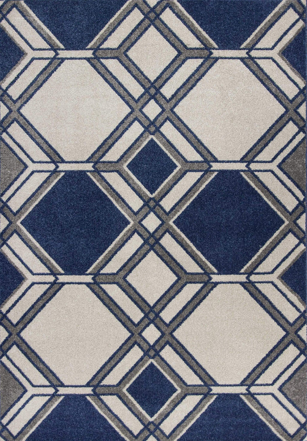 Rugs Ivory Area Rug - 6'7" x 9'6" UV-treated Polypropylene Ivory/Denim Area Rug HomeRoots