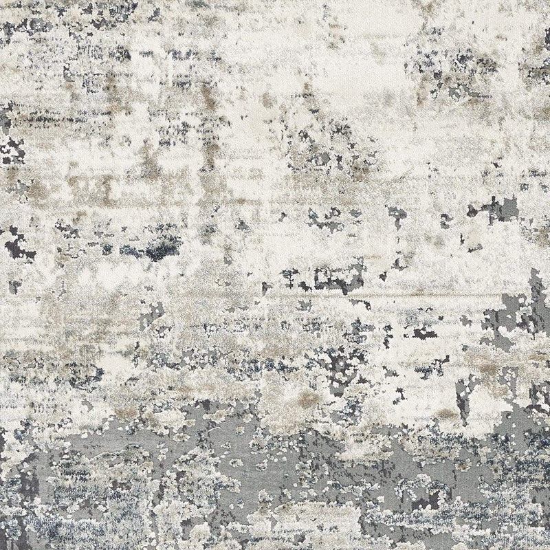 Rugs Ivory Rug - 8'9" x 13' Polyester Ivory/Teal Area Rug HomeRoots