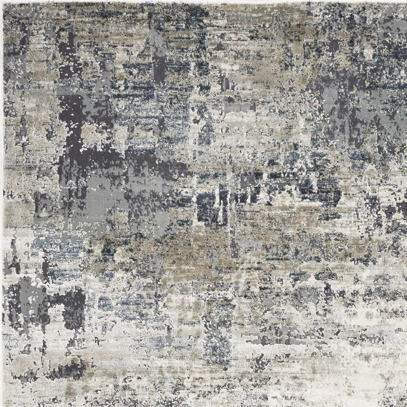 Rugs Ivory Rug - 8'9" x 13' Polyester Ivory/Teal Area Rug HomeRoots