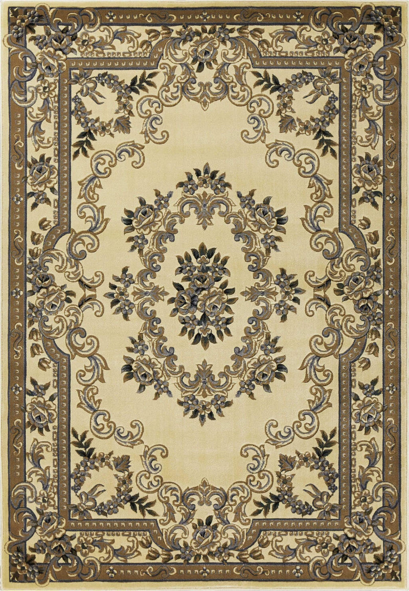 Rugs Ivory Rug - 9'10 x 13'2" Polypropylene Ivory/Blue Area Rug HomeRoots