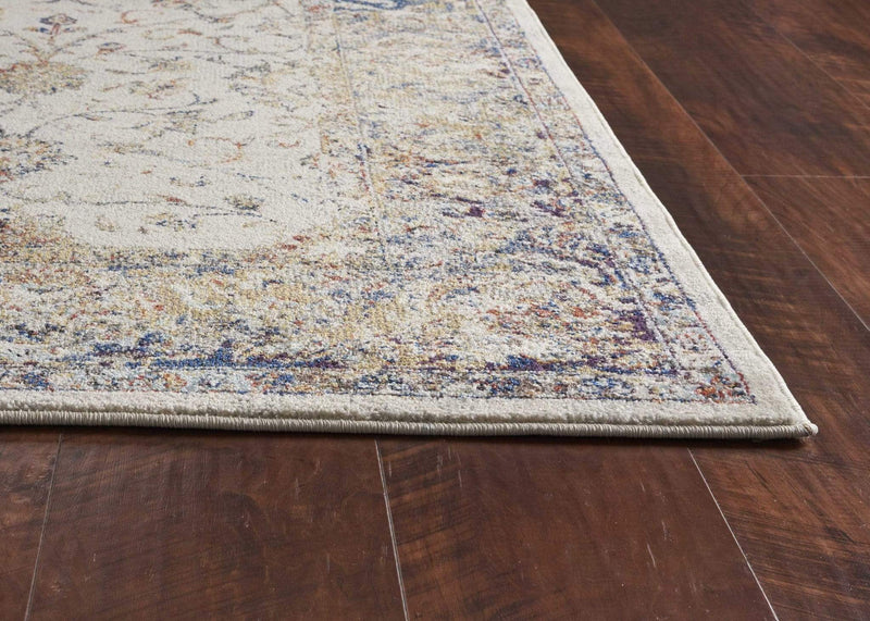 Rugs Ivory Rug - 9'10" x 13'2" Polypropylene Ivory/Navy Area Rug HomeRoots