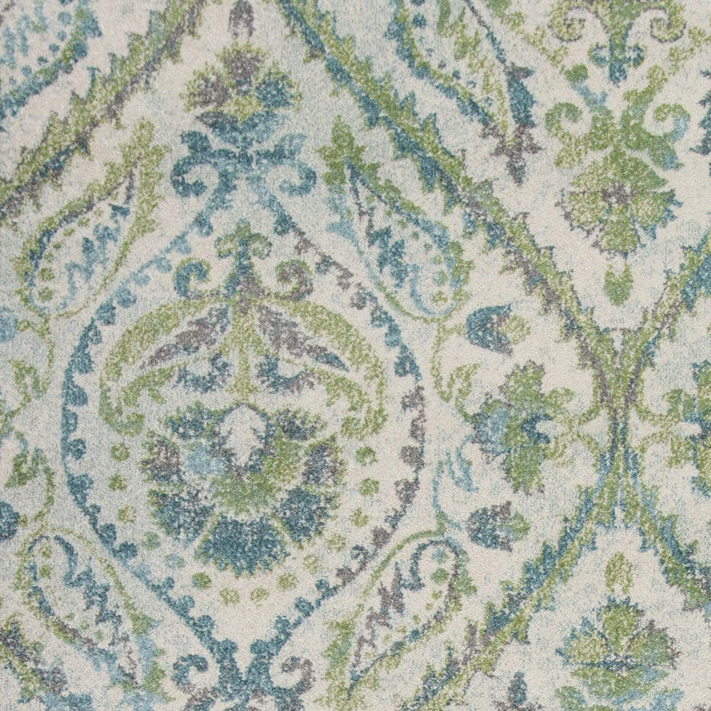 Rugs Ivory Rug - 9'10" x 13'2" Polypropylene Ivory/Teal Area Rug HomeRoots
