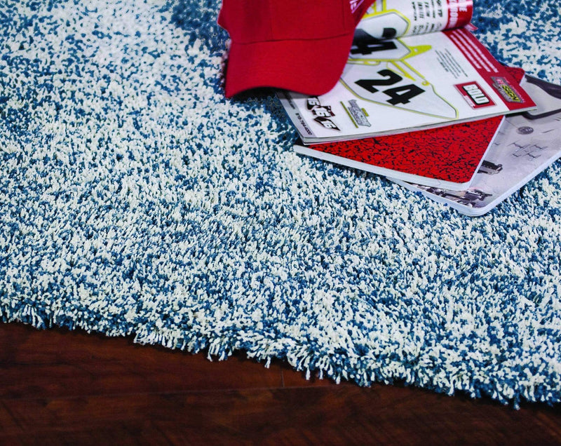 Rugs Ivory Rug - 9' x 13' Polyester Indigo/Ivory Heather Area Rug HomeRoots