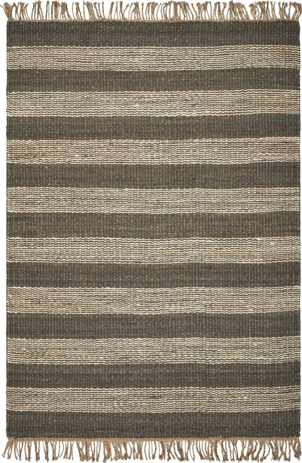 Rugs Jute Rug - 3'3" x 5'3" Jute Slate/Ivory Area Rug HomeRoots
