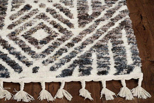 Rugs Kitchen Rugs - 26" X 90" X 1" Grey/Ivory Polyester Rug HomeRoots