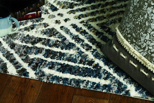 Rugs Kitchen Rugs - 39" X 59" X 1" Grey/Ivory Polyester Rug HomeRoots