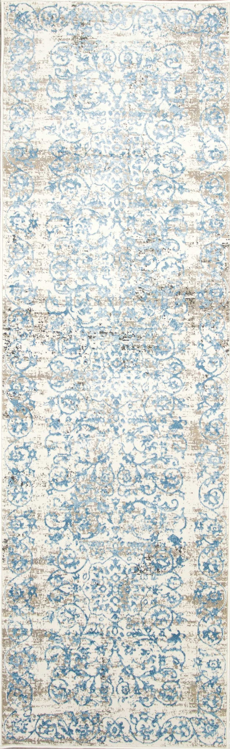 Rugs Kitchen Runner Rugs - 2'2" x 6'11" Runner Polypropylene Ivory/Blue Area Rug HomeRoots