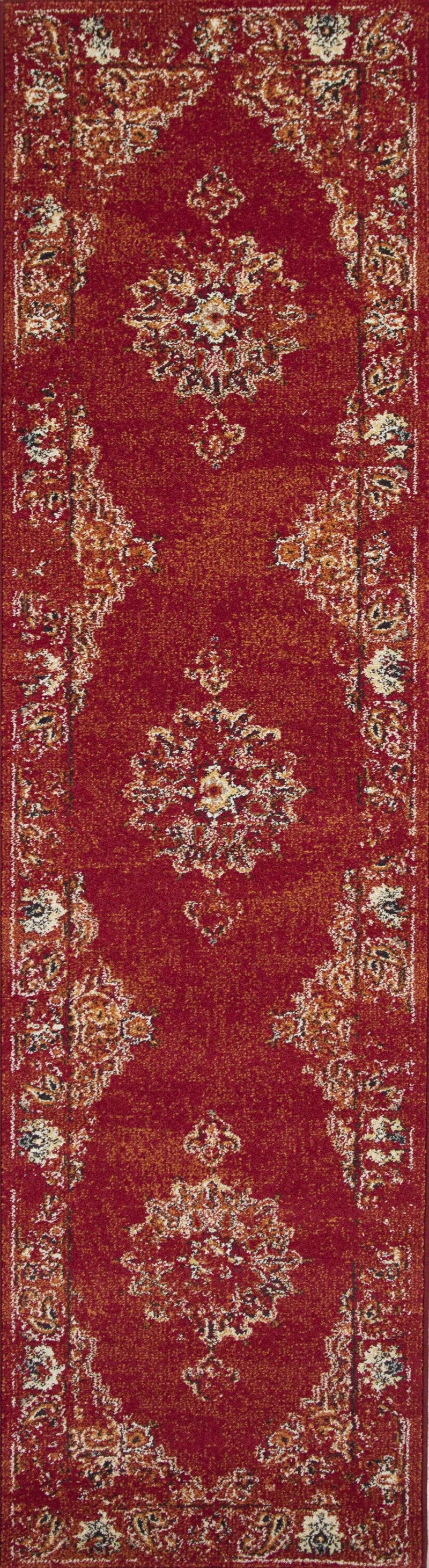 Rugs Kitchen Runner Rugs - 2'2" x 7'10" Runner Polypropylene Burnt Red Area Rug HomeRoots