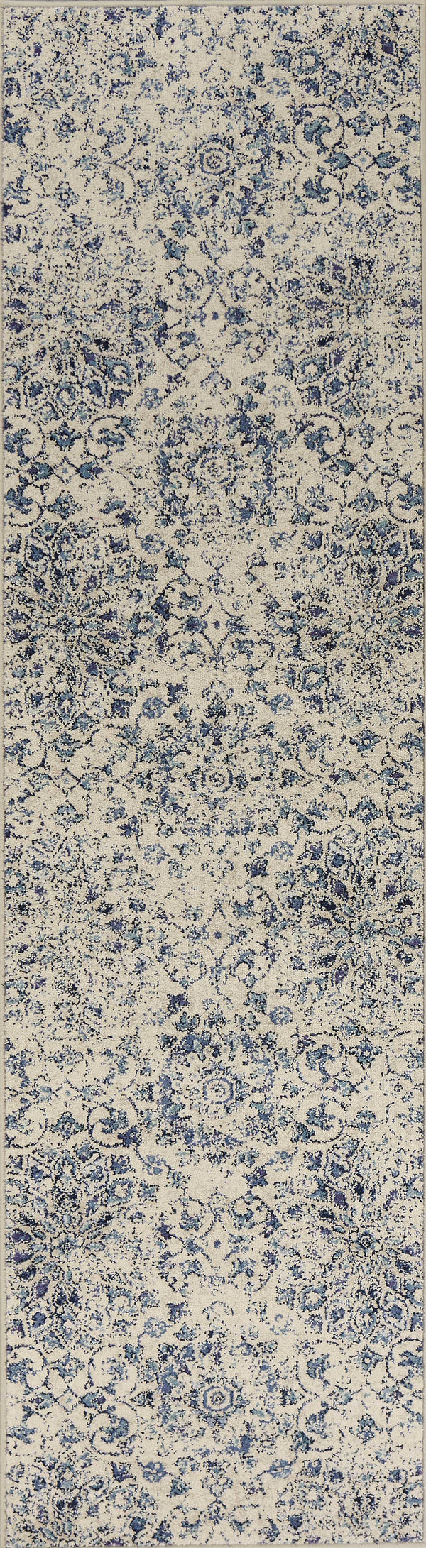 Rugs Kitchen Runner Rugs - 2'2" x 7'10" Runner Polypropylene Ivory/Blue Area Rug HomeRoots