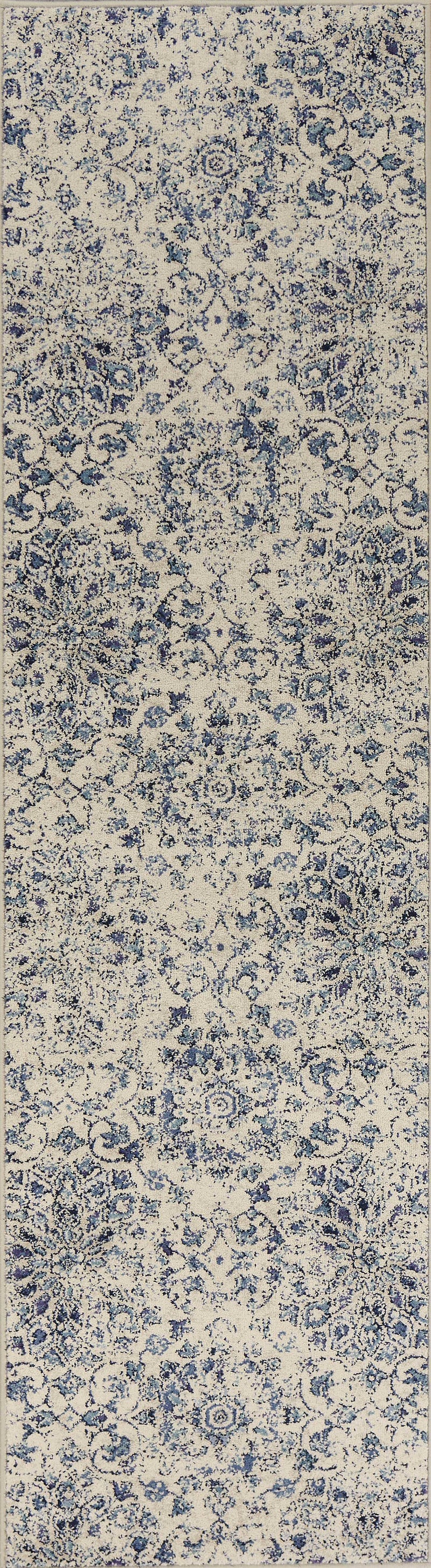 Rugs Kitchen Runner Rugs - 2'2" x 7'10" Runner Polypropylene Ivory/Blue Area Rug HomeRoots