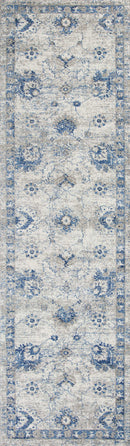 Rugs Kitchen Runner Rugs - 2'2" x 7'6" Runner Polypropylene Grey/Blue Area Rug HomeRoots
