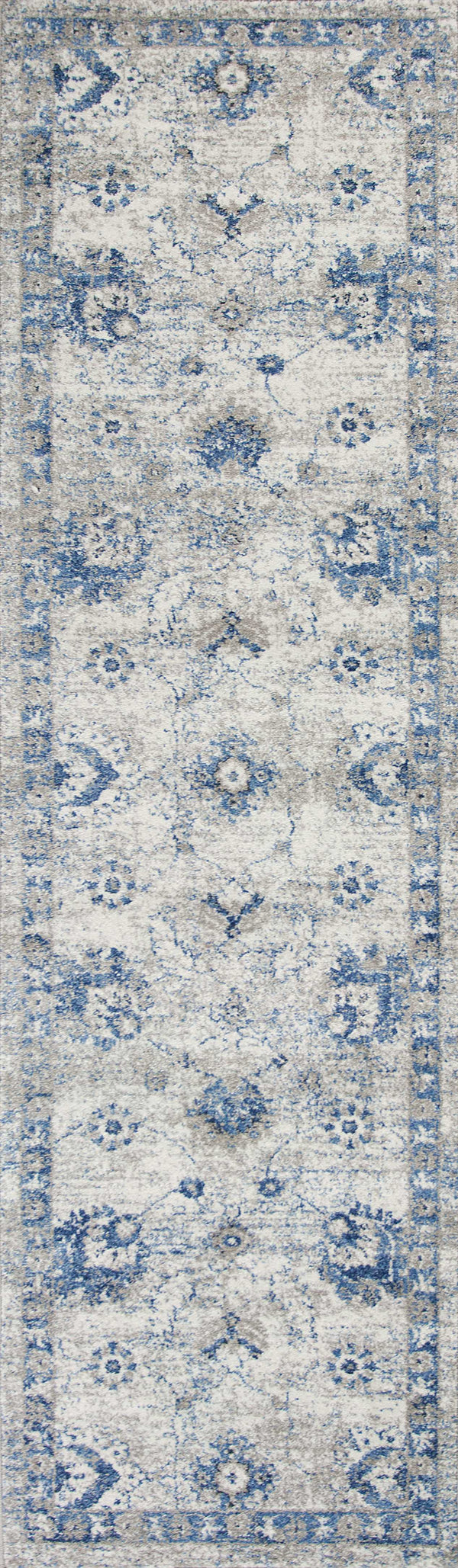 Rugs Kitchen Runner Rugs - 2'2" x 7'6" Runner Polypropylene Grey/Blue Area Rug HomeRoots