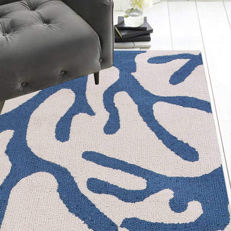 Rugs Kitchen Runner Rugs - 2' x 7'6" Runner Polyester Ivory/Blue Area Rug HomeRoots