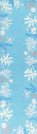 Rugs Kitchen Runner Rugs - 2' x 7'6" Runner Polyester Sea Blue Area Rug HomeRoots