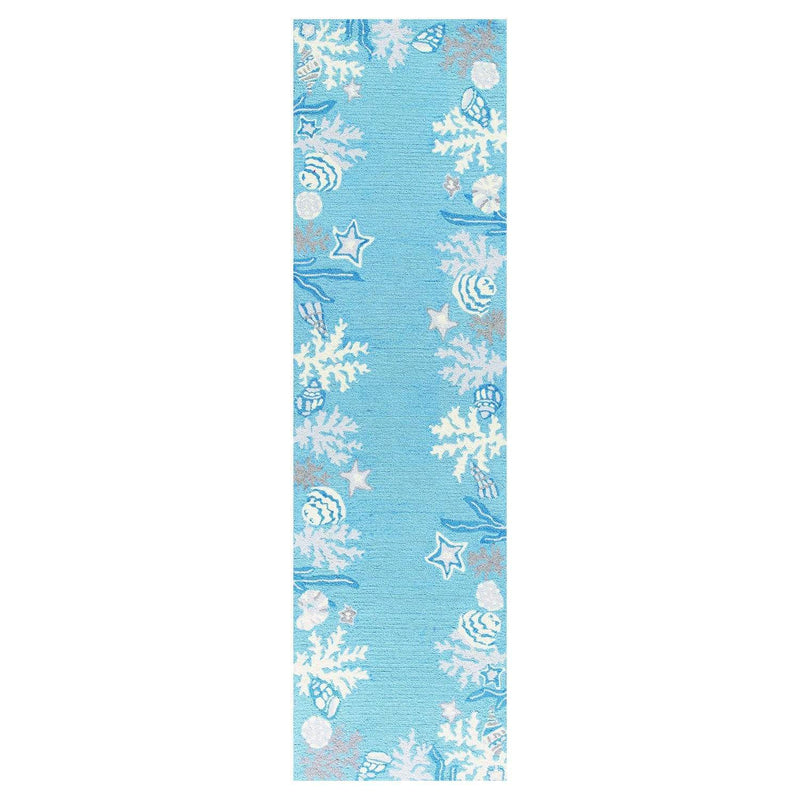 Rugs Kitchen Runner Rugs - 2' x 7'6" Runner Polyester Sea Blue Area Rug HomeRoots