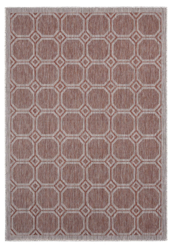 Rugs Large Area Rugs 94" x 126" x 0.04" Terracotta Polypropylene Oversize Rug 6922 HomeRoots