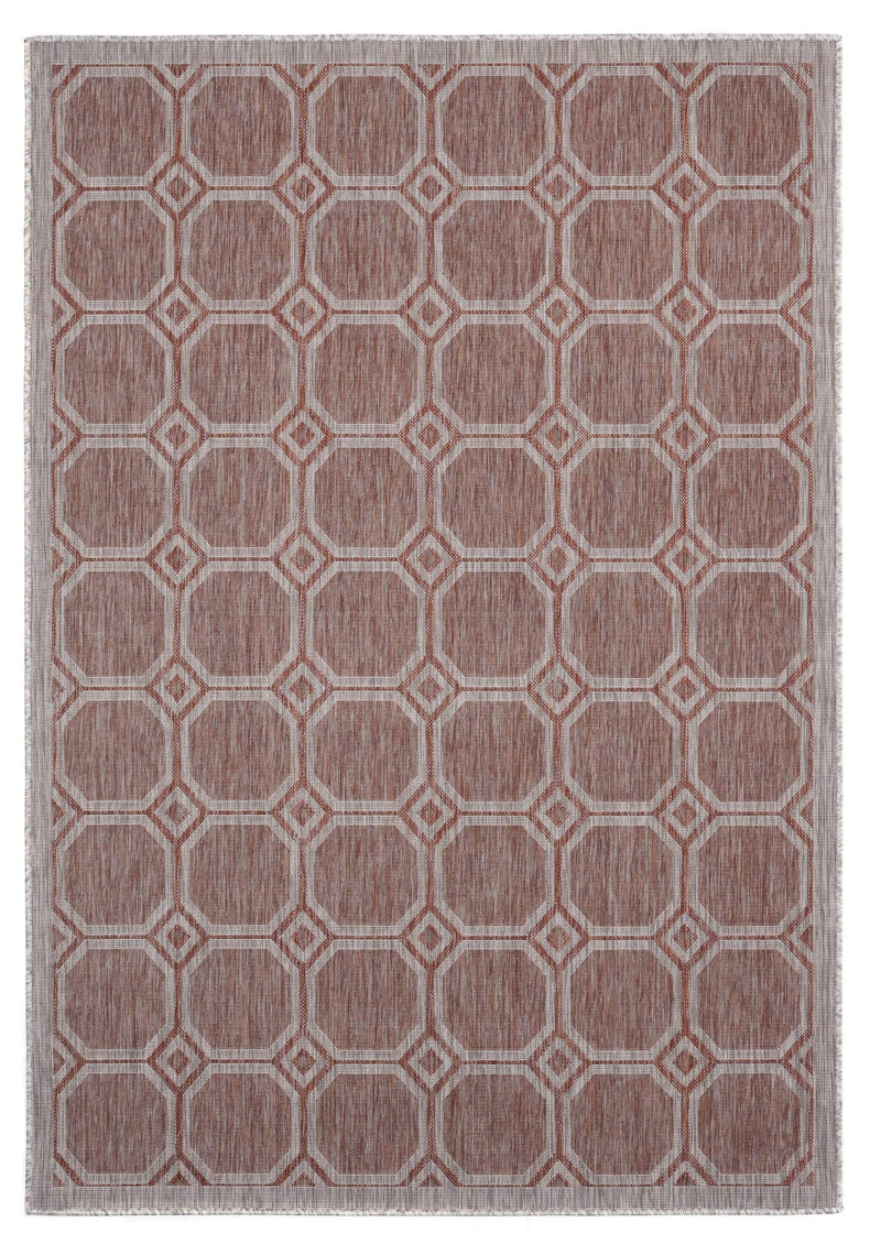 Rugs Large Area Rugs 94" x 126" x 0.04" Terracotta Polypropylene Oversize Rug 6922 HomeRoots