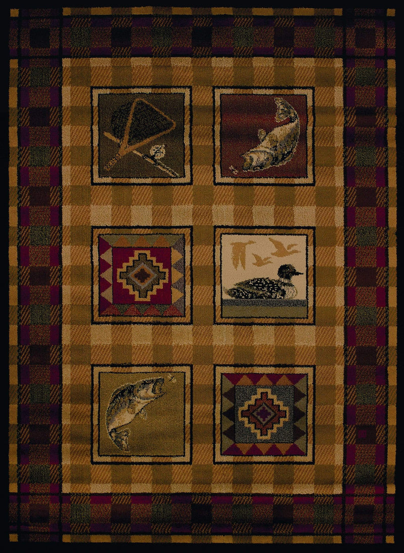 Rugs Large Area Rugs - 94" x 126" x 0.4" Lodge Polypropylene Stamp Oversize Rug HomeRoots