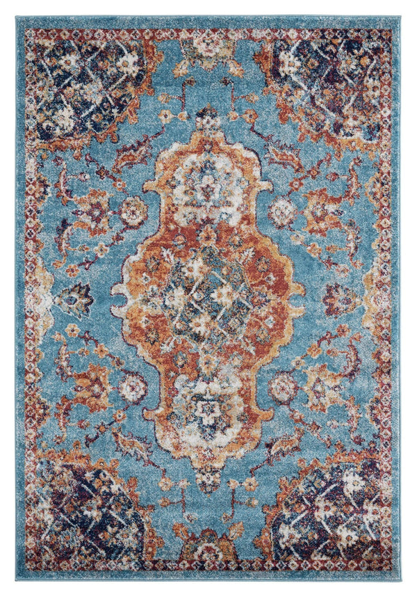 Rugs Large Area Rugs - 94" x 126" x 0.4" Turquoise Olefin Oversize Rug HomeRoots
