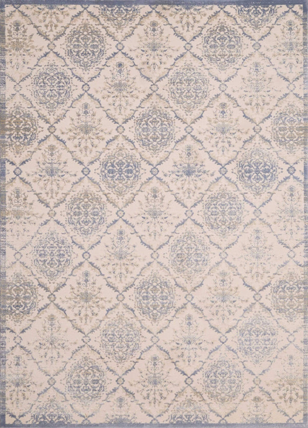 Rugs Large Area Rugs Cheap 94" x 126" x 0.31" Light Blue Polyester /Olefin Oversize Rug 8689 HomeRoots