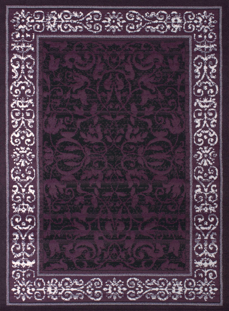 Rugs Large Living Room Rugs 94" x 126" x 0.31" Plum Polypropylene Oversize Rug 8829 HomeRoots