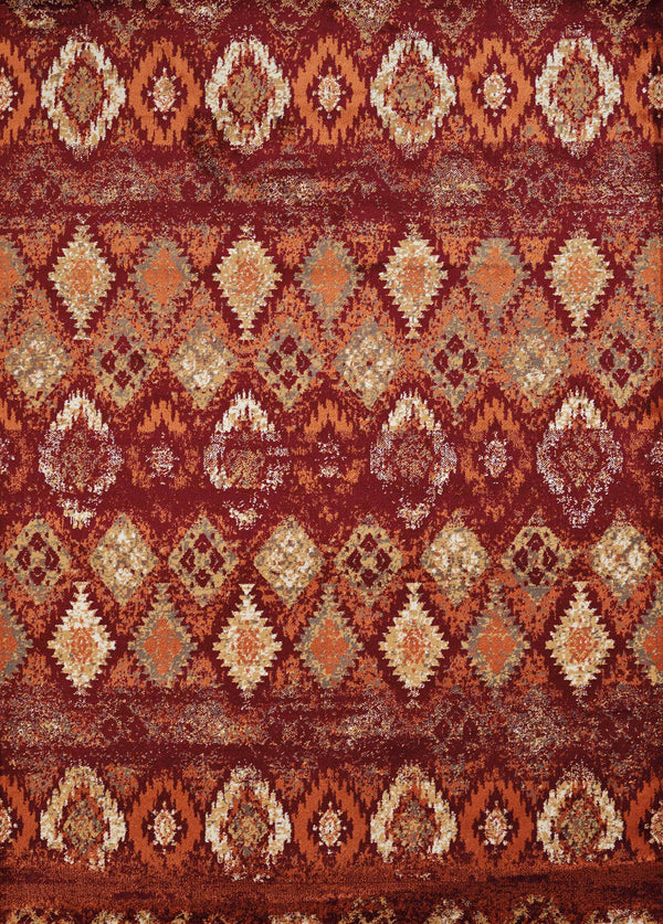 Rugs Large Rugs 94" x 126" x 0.39" Crimson Olefin Oversize Rug 7126 HomeRoots