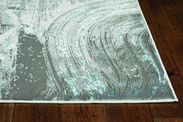 Rugs Living Room Area Rugs - 39" X 59" X 0.'25" Silver/Blue Polypropylene / Polyester Rug HomeRoots