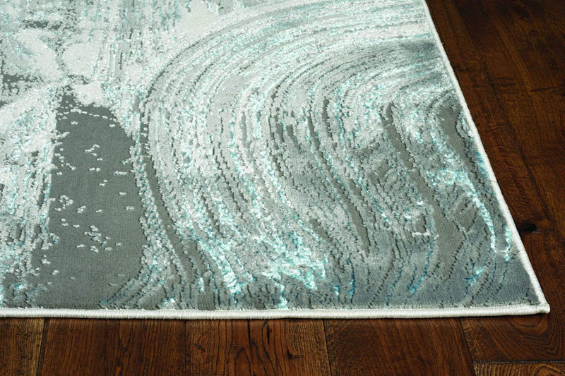 Rugs Living Room Area Rugs - 39" X 59" X 0.'25" Silver/Blue Polypropylene / Polyester Rug HomeRoots