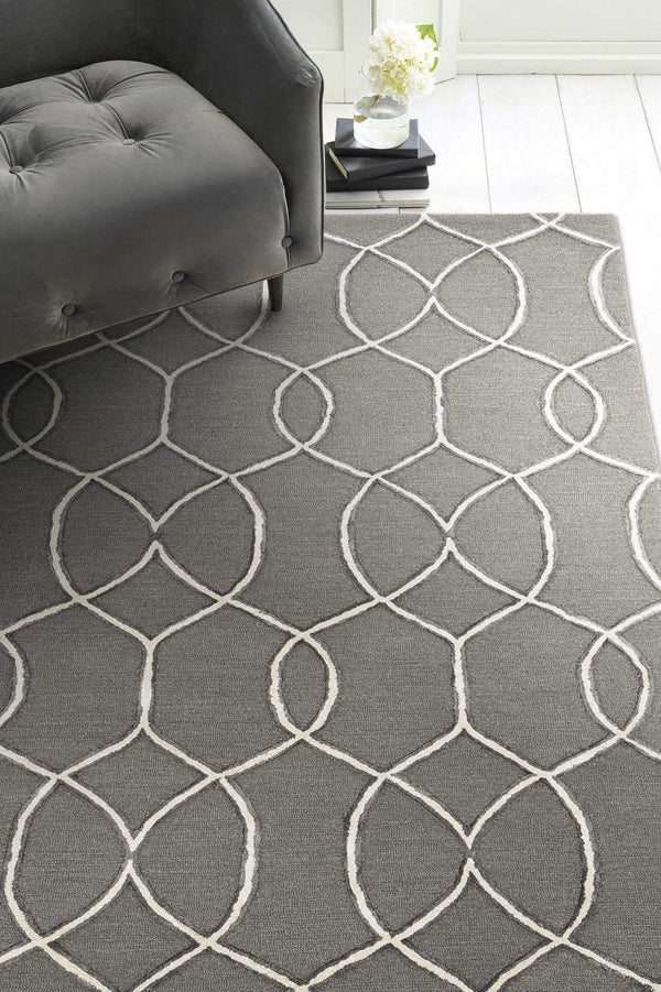 Rugs Living Room Area Rugs - 60" X 84" X 0.'5" Charcoal Wool / Viscose Rug HomeRoots