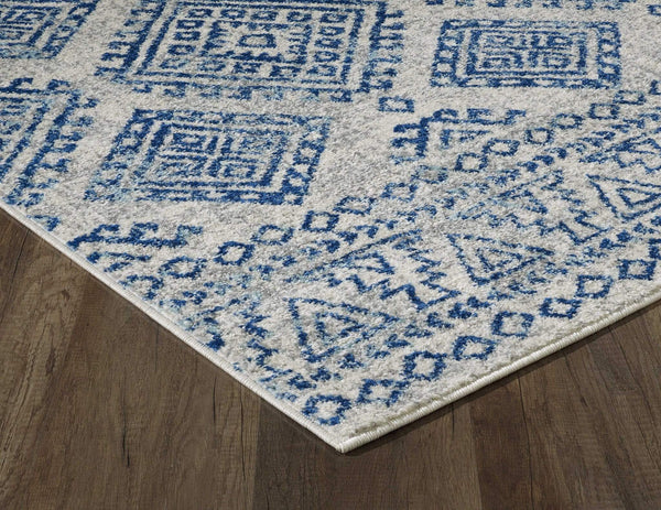 Rugs Living Room Rugs - 24" X 84" X 0.'5" Ivory/Blue Polypropylene Rug HomeRoots