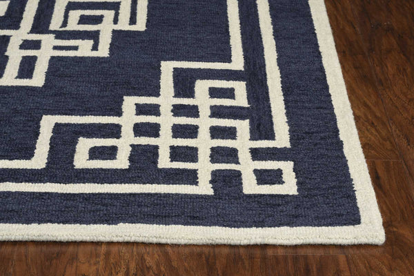 Rugs Living Room Rugs - 27" X 45" X 0.'5" Navy Ivory Wool Rug HomeRoots