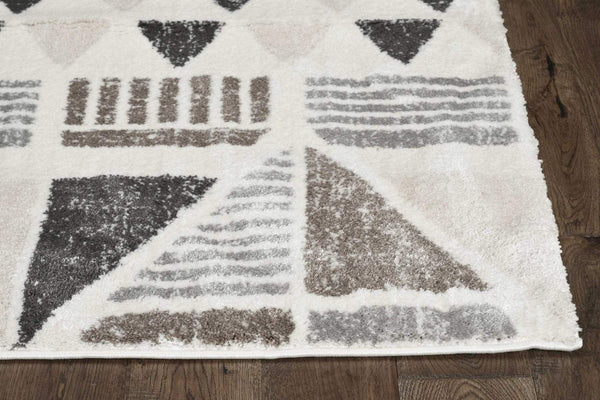 Rugs Living Room Rugs - 27" X 90" X 0.'75" Ivory/Mocha Polyester Rug HomeRoots