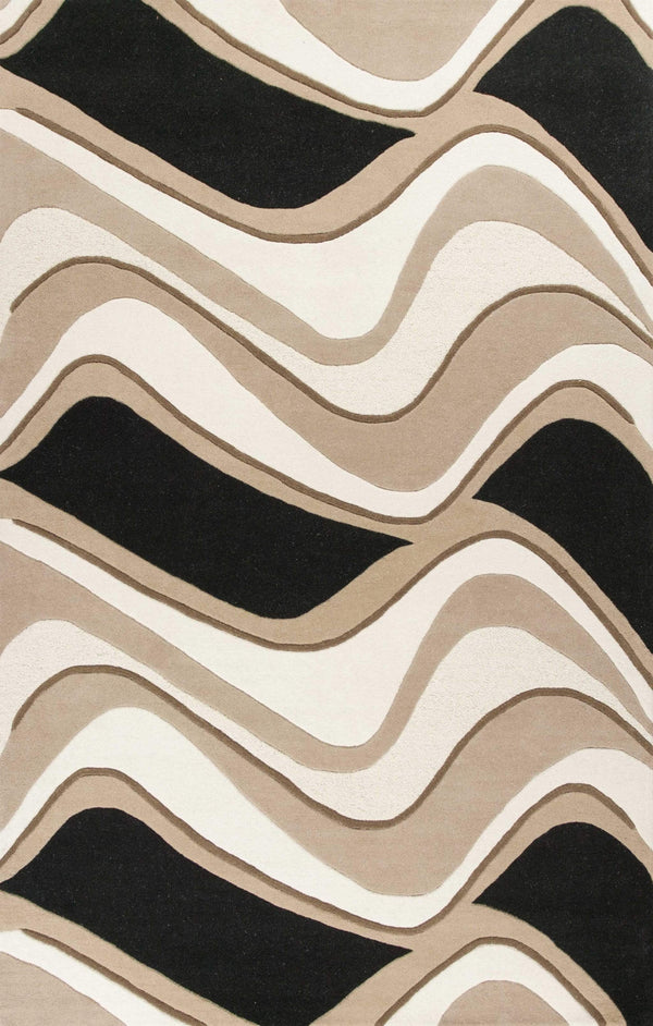 Rugs Living Room Rugs - 3'3" x 5'3" Wool Black/Beige Area Rug HomeRoots