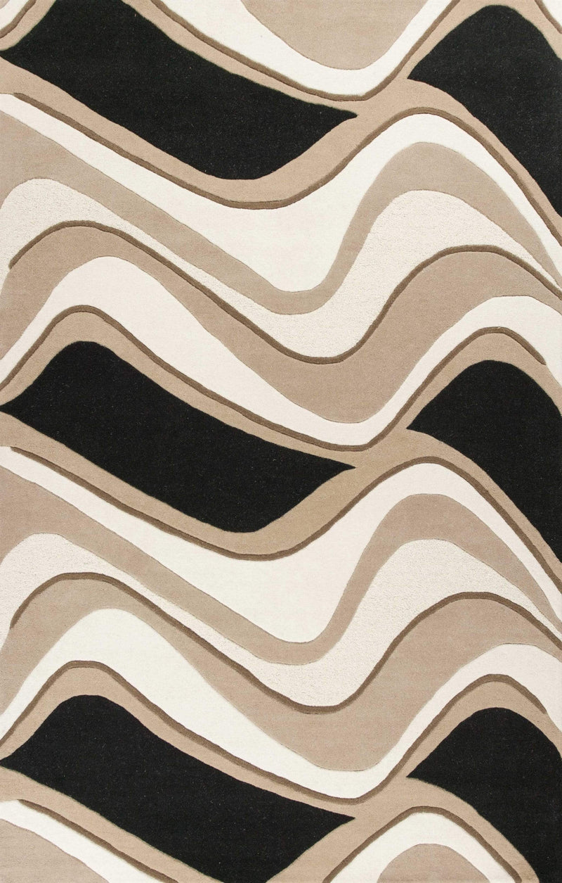 Rugs Living Room Rugs - 3'3" x 5'3" Wool Black/Beige Area Rug HomeRoots