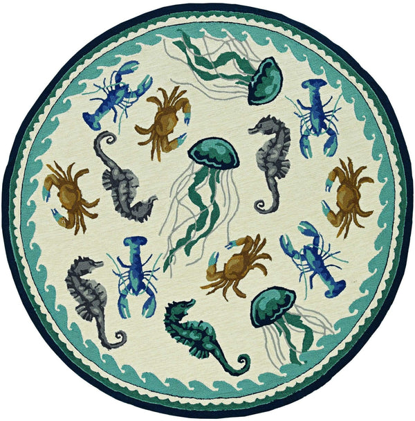 Rugs Living Room Rugs - 60" X 90" X 0.'25" Ivory/Teal Polypropylene Rug HomeRoots