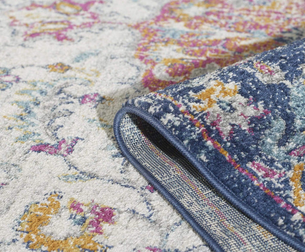 Rugs Living Room Rugs - 63" X 87" X 0.'5" Ivory/Navy Polypropylene Rug HomeRoots